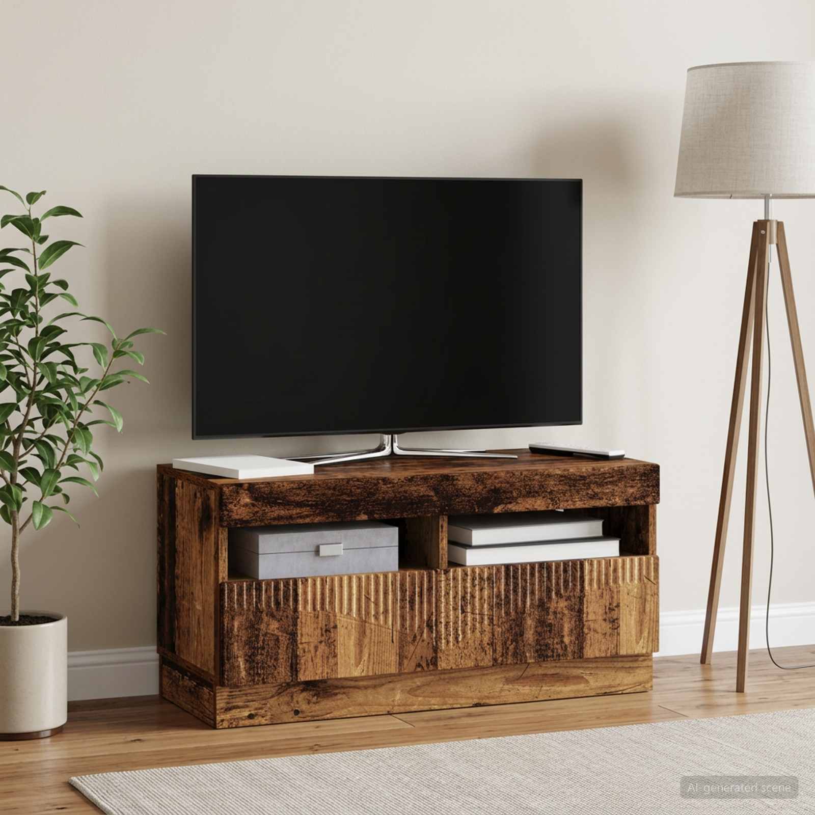 vidaXL LED TV Cabinet Old Wood Engineered Wood 4