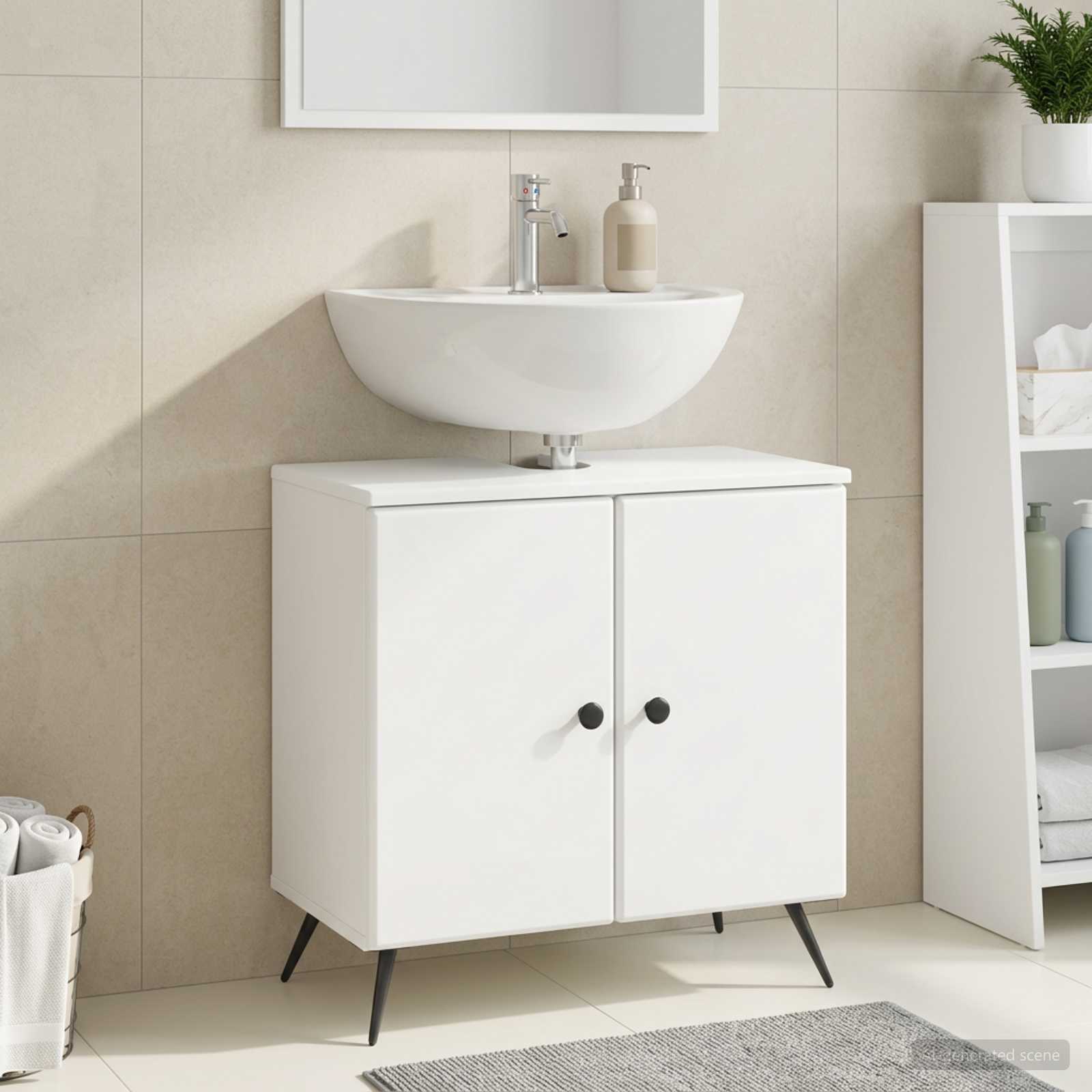 vidaXL Bathroom Sink Cabinet BREDA White 59.5 x 31.5x 59 cm 1
