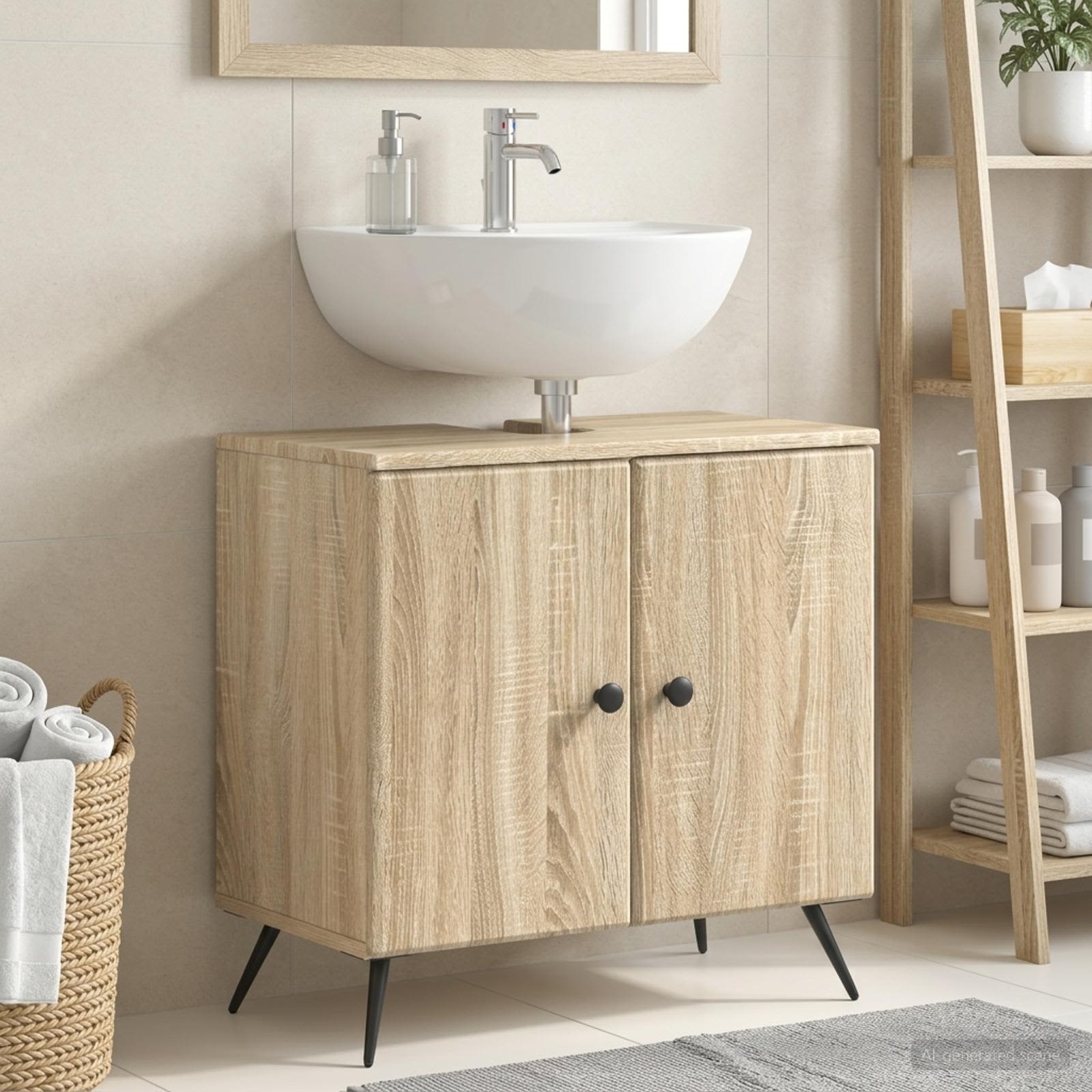 vidaXL Bathroom Sink Cabinet BREDA Sonoma Oak 59.5 x 31.5x 59 cm 1