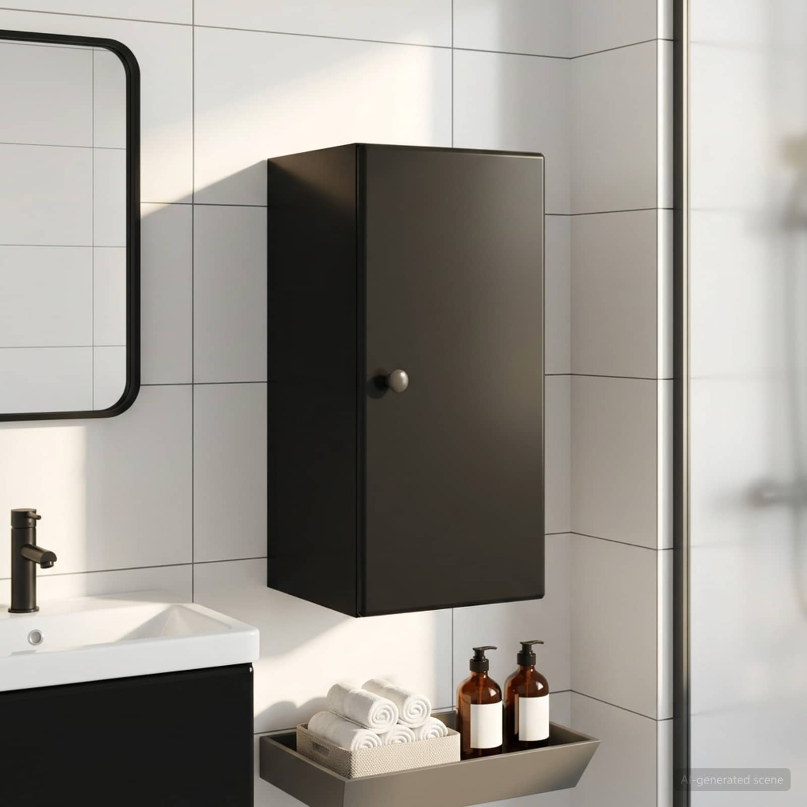 vidaXL Bathroom Wall Cabinet BREDA Black 30 x 31 x 59 cm 1