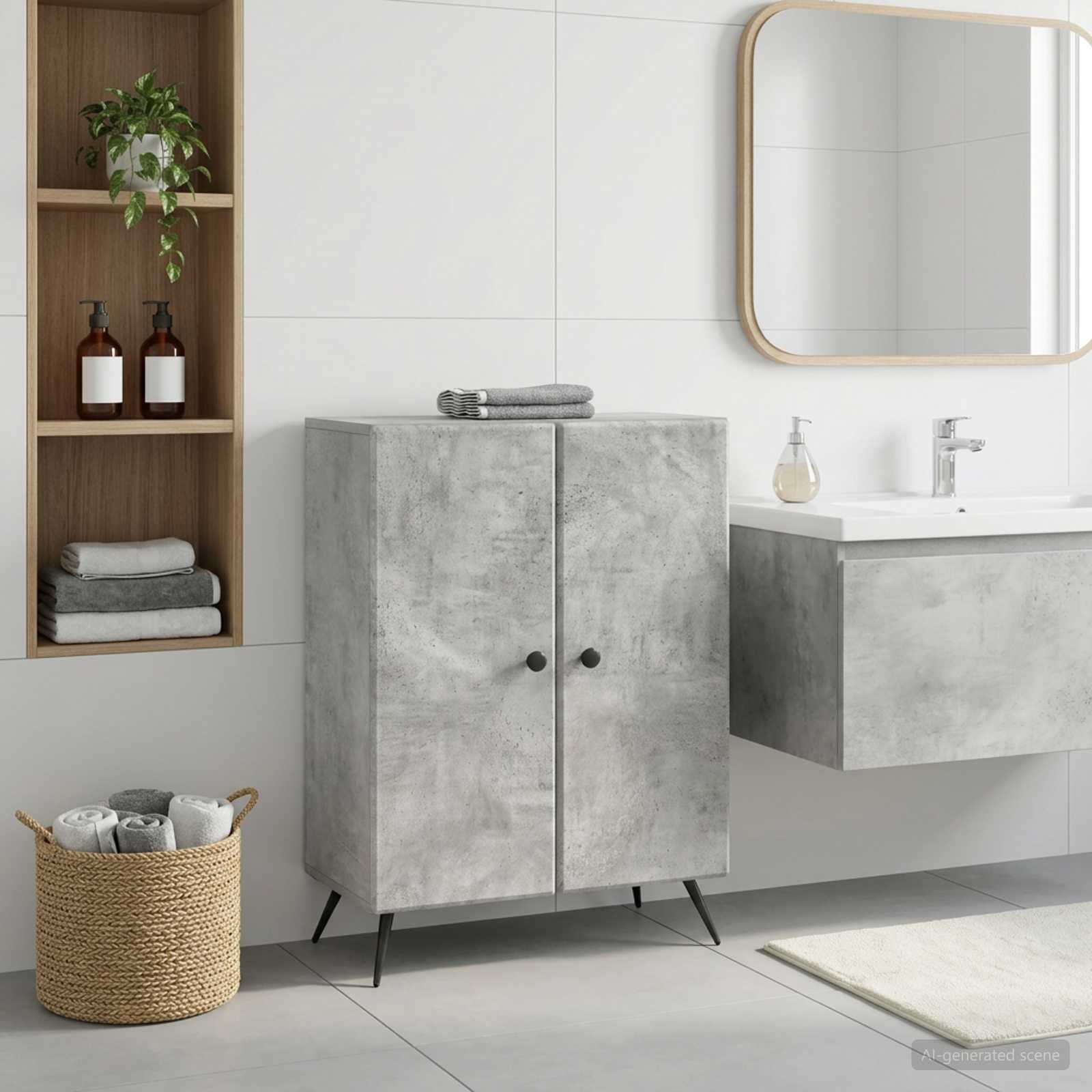vidaXL Bathroom Storage Cainet BREDA Concrete Grey 59.5 x 31 x 80 cm 1