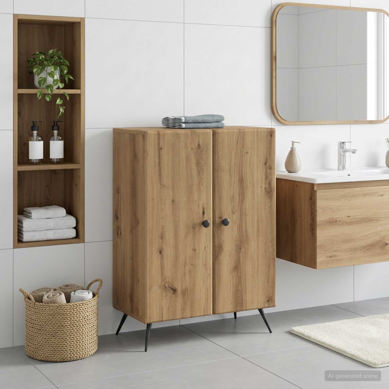 vidaXL Bathroom Storage Cainet BREDA Artisan Oak 59.5 x 31 x 80 cm 1