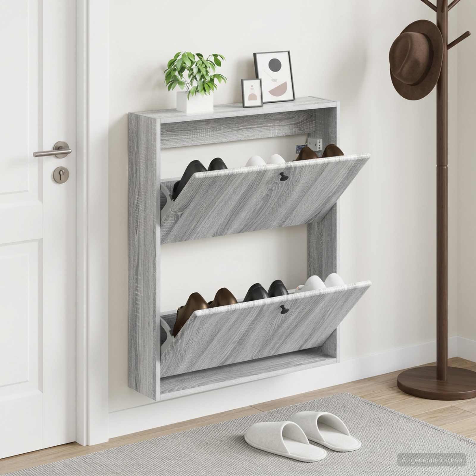 vidaXL Wall-Mounted Shoe Cabinet BREDA 71 x 17 x 86 cm Engineered Wood 1