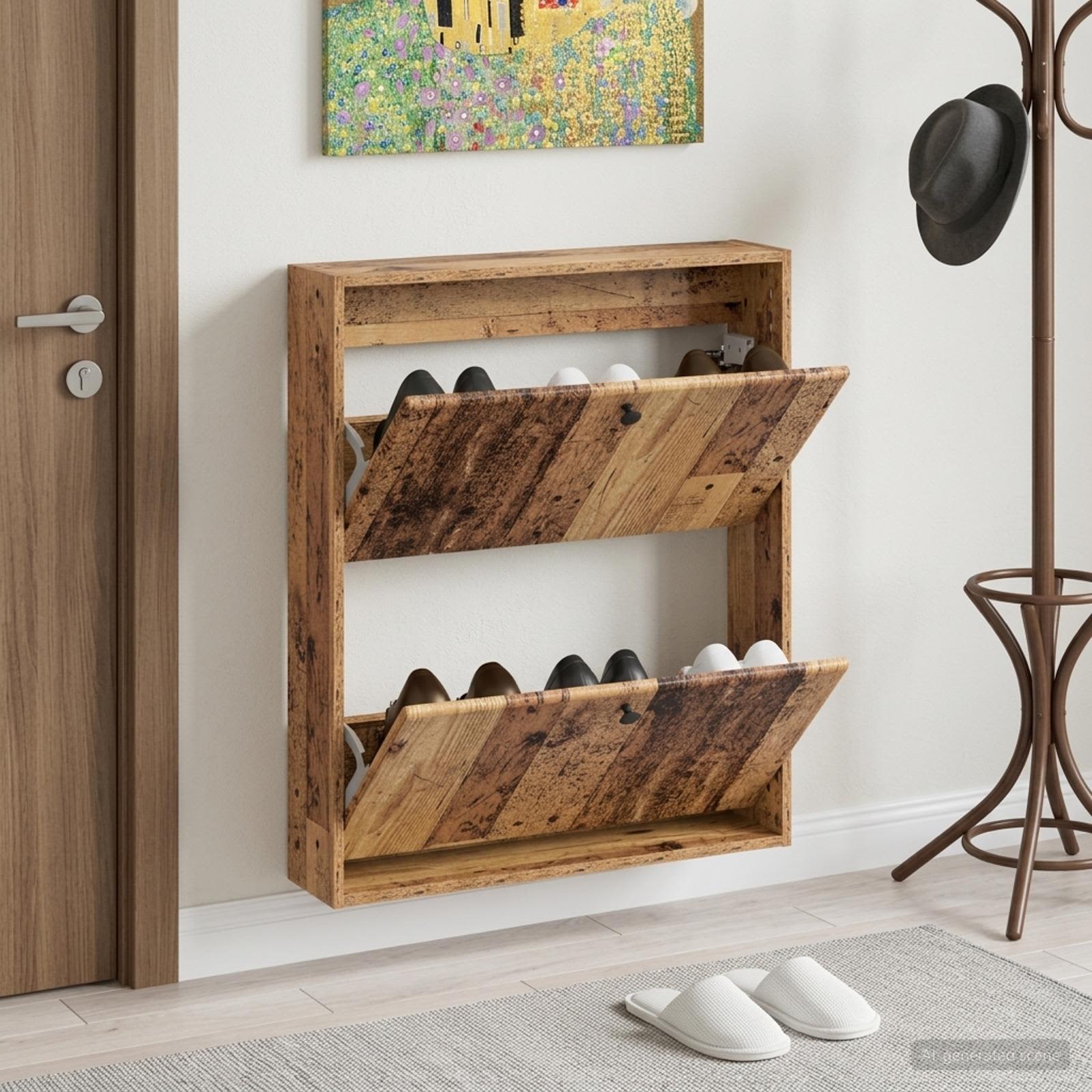 vidaXL Wall-Mounted Shoe Cabinet BREDA 71 x 17 x 86 cm Engineered Wood 1