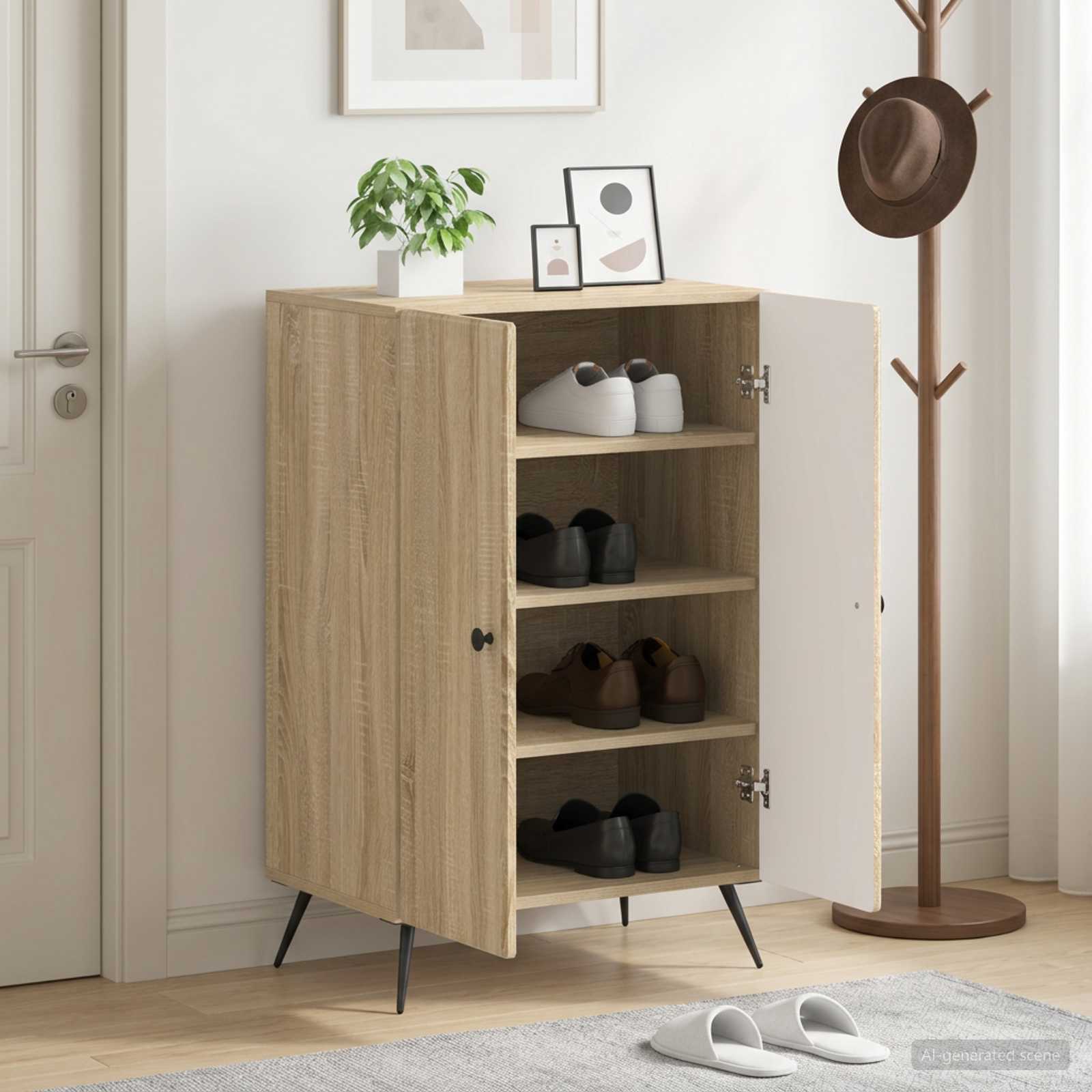 vidaXL Shoe Cabinet BREDA 59.5 x 39.5 x 90 cm Engineered Wood 1