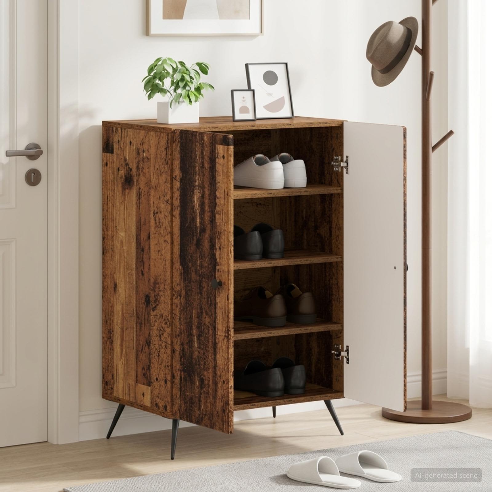 vidaXL Shoe Cabinet BREDA 59.5 x 39.5 x 90 cm Engineered Wood Old Wood 1