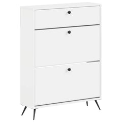 vidaXL Shoe Cabinet BREDA 78 x 24 x 103 cm Engineered Wood White 2