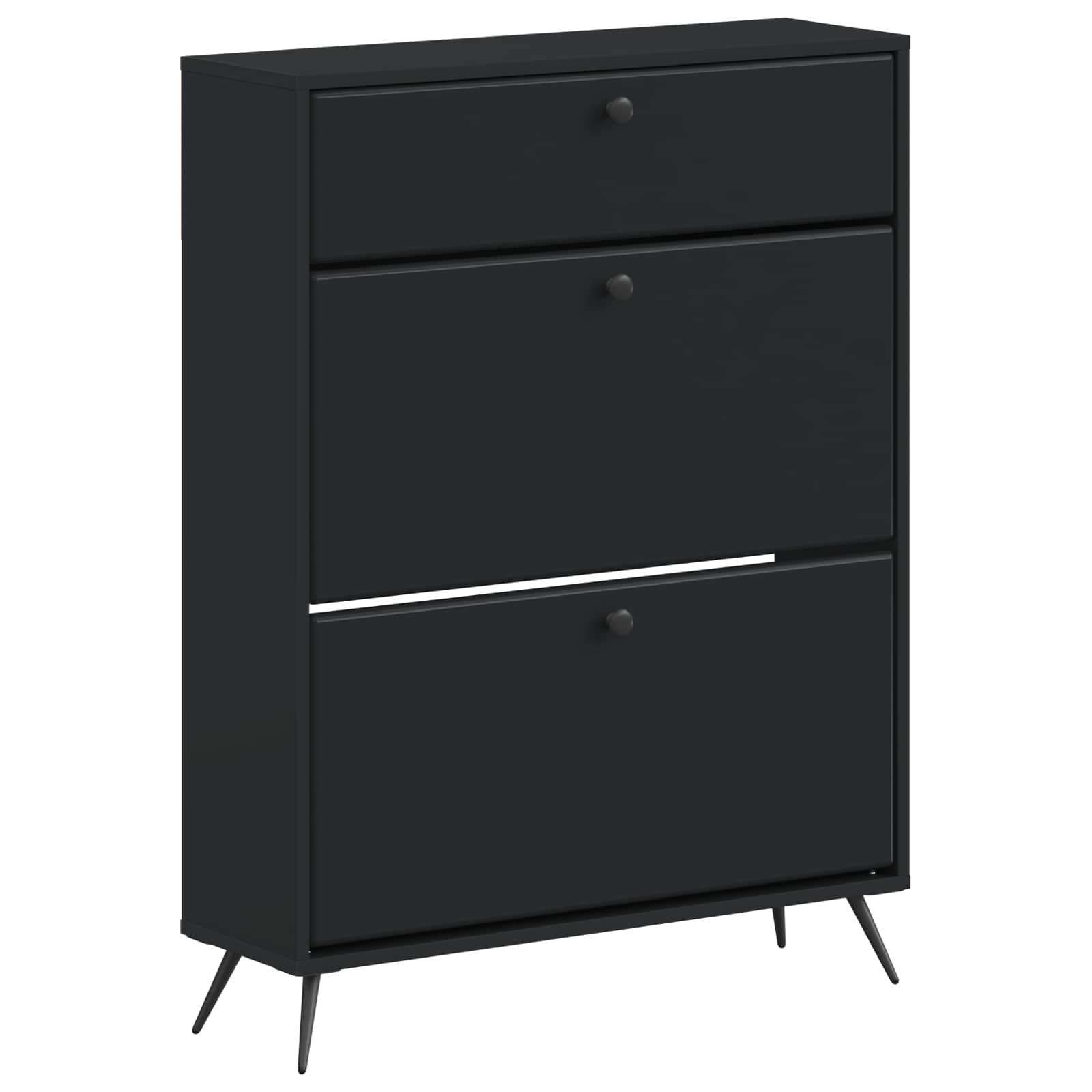 vidaXL Shoe Cabinet BREDA 78 x 24 x 103 cm Engineered Wood Black 2