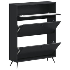 vidaXL Shoe Cabinet BREDA 78 x 24 x 103 cm Engineered Wood Black 3
