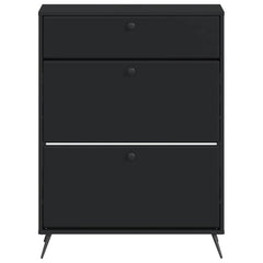 vidaXL Shoe Cabinet BREDA 78 x 24 x 103 cm Engineered Wood Black 4