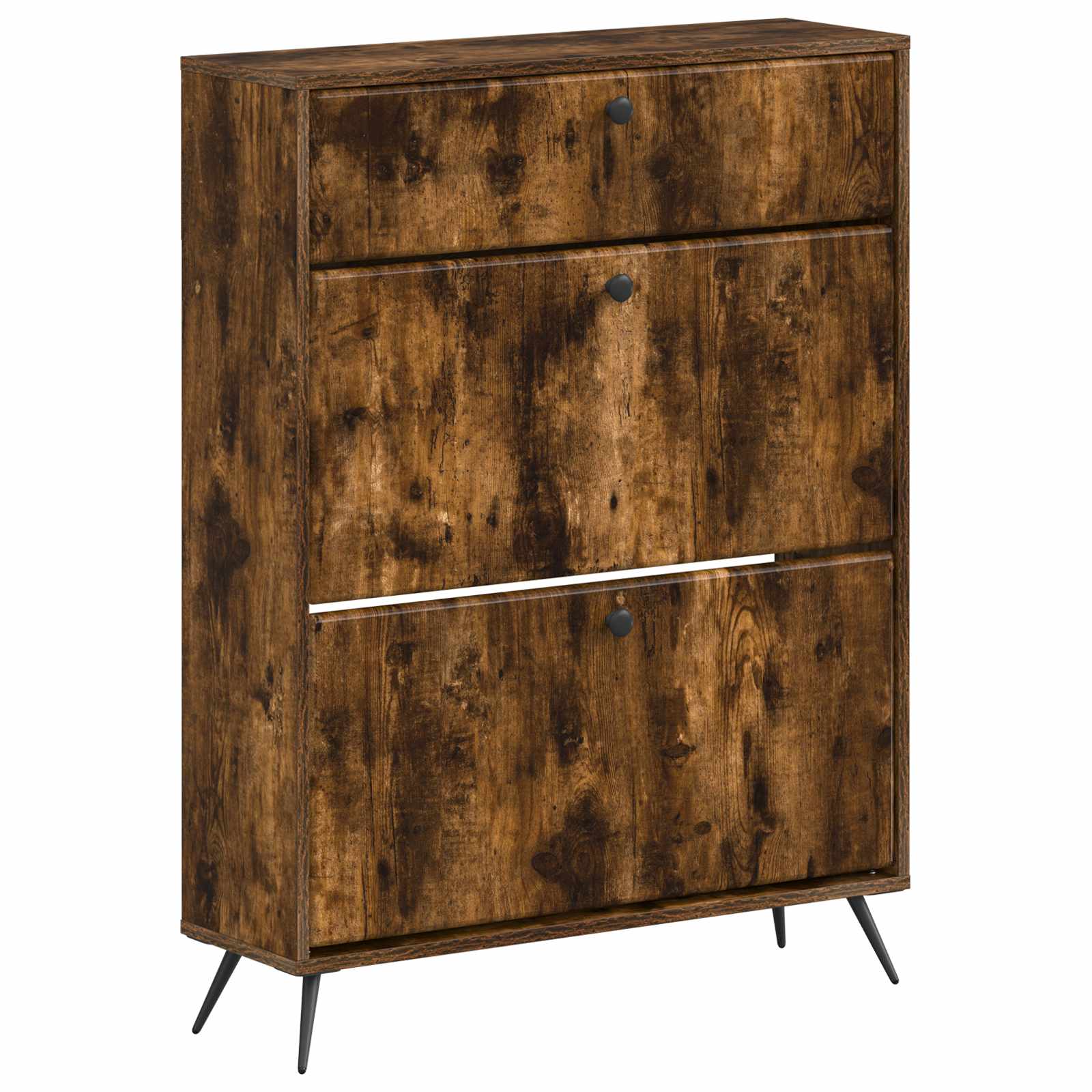 vidaXL Shoe Cabinet BREDA 78 x 24 x 103 cm Engineered Wood Smoked Oak 2