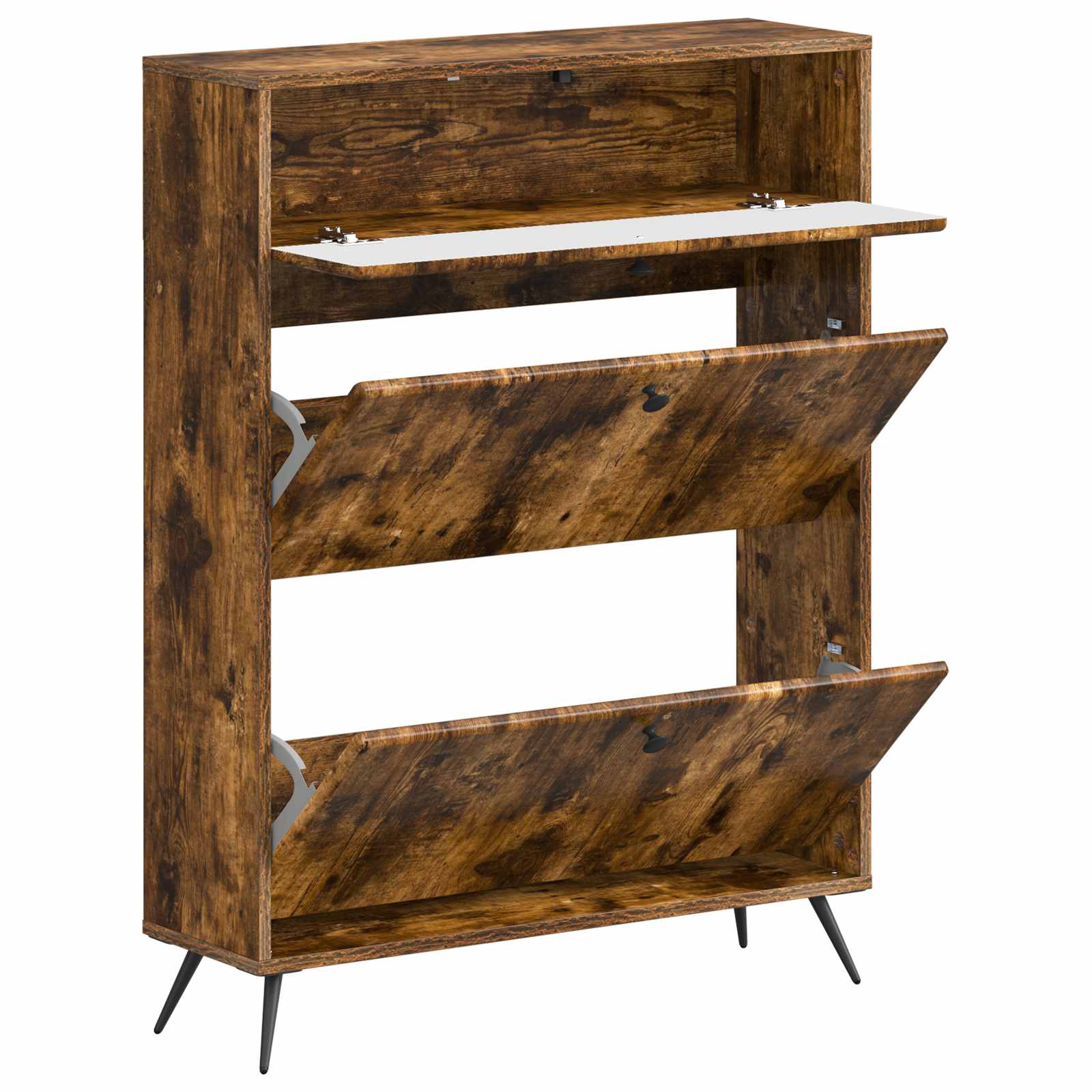 vidaXL Shoe Cabinet BREDA 78 x 24 x 103 cm Engineered Wood Smoked Oak 3