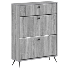 vidaXL Shoe Cabinet BREDA 78 x 24 x 103 cm Engineered Wood Grey Sonoma 2
