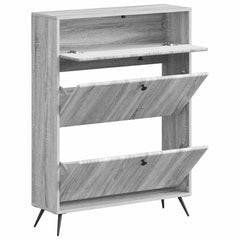 vidaXL Shoe Cabinet BREDA 78 x 24 x 103 cm Engineered Wood Grey Sonoma 3
