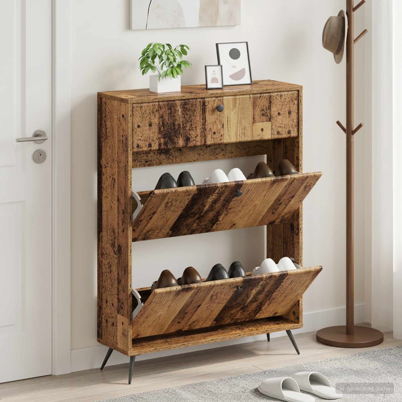 vidaXL Shoe Cabinet BREDA 78 x 24 x 103 cm Engineered Wood Old Wood 1