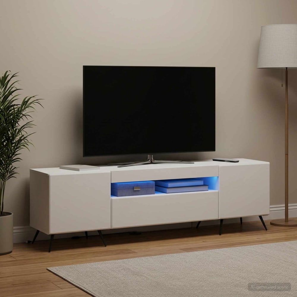 LED TV Cabinet Engineered Wood White