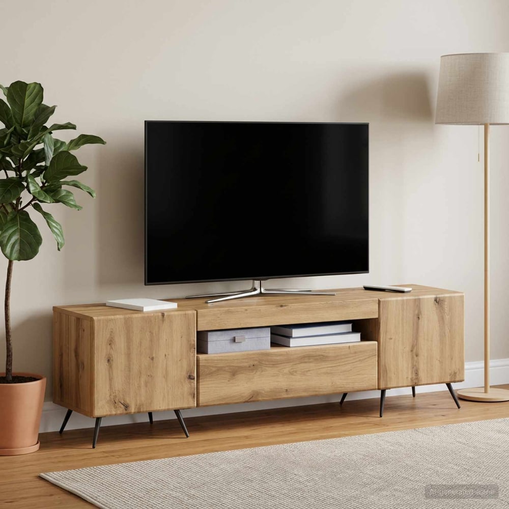 LED TV Cabinet Engineered Wood Artisan oak