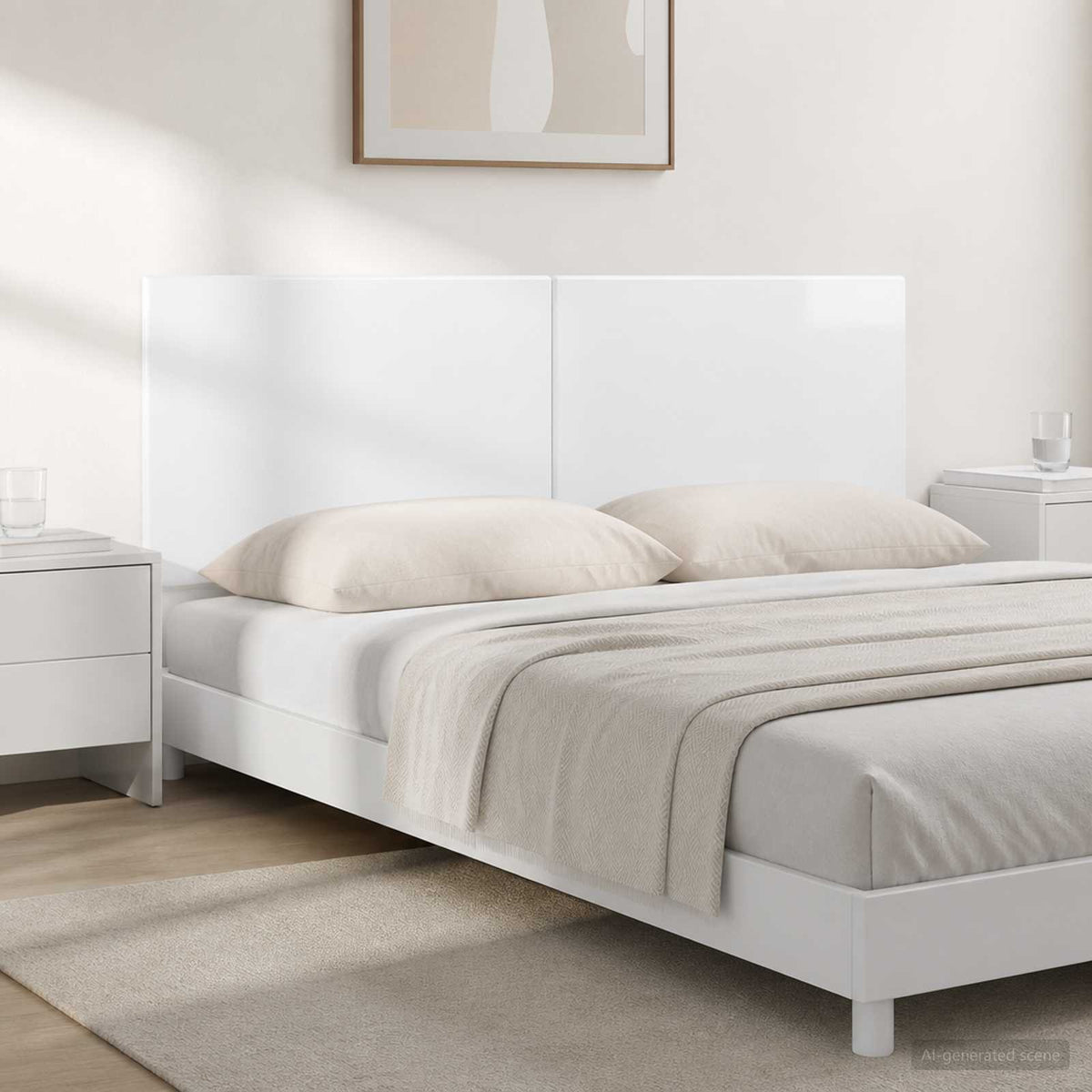 Wall-Mounted Headboard BREDA Engineered Wood Width 140 cm High gloss white