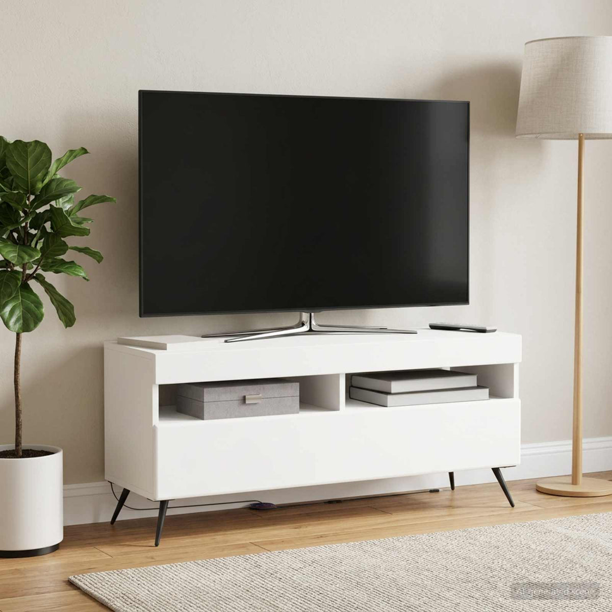 LED TV Cabinet Engineered Wood White