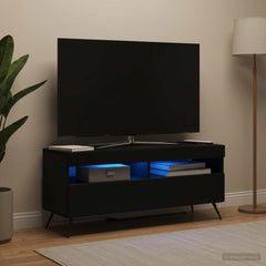 LED TV Cabinet Engineered Wood Black