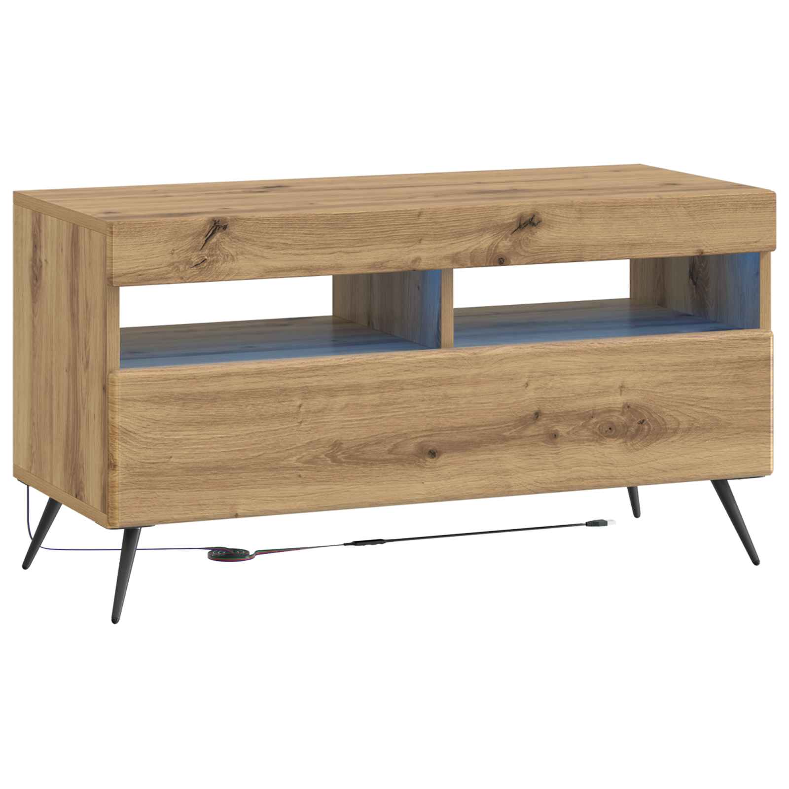 vidaXL LED TV Cabinet Artisan Oak Engineered Wood 2