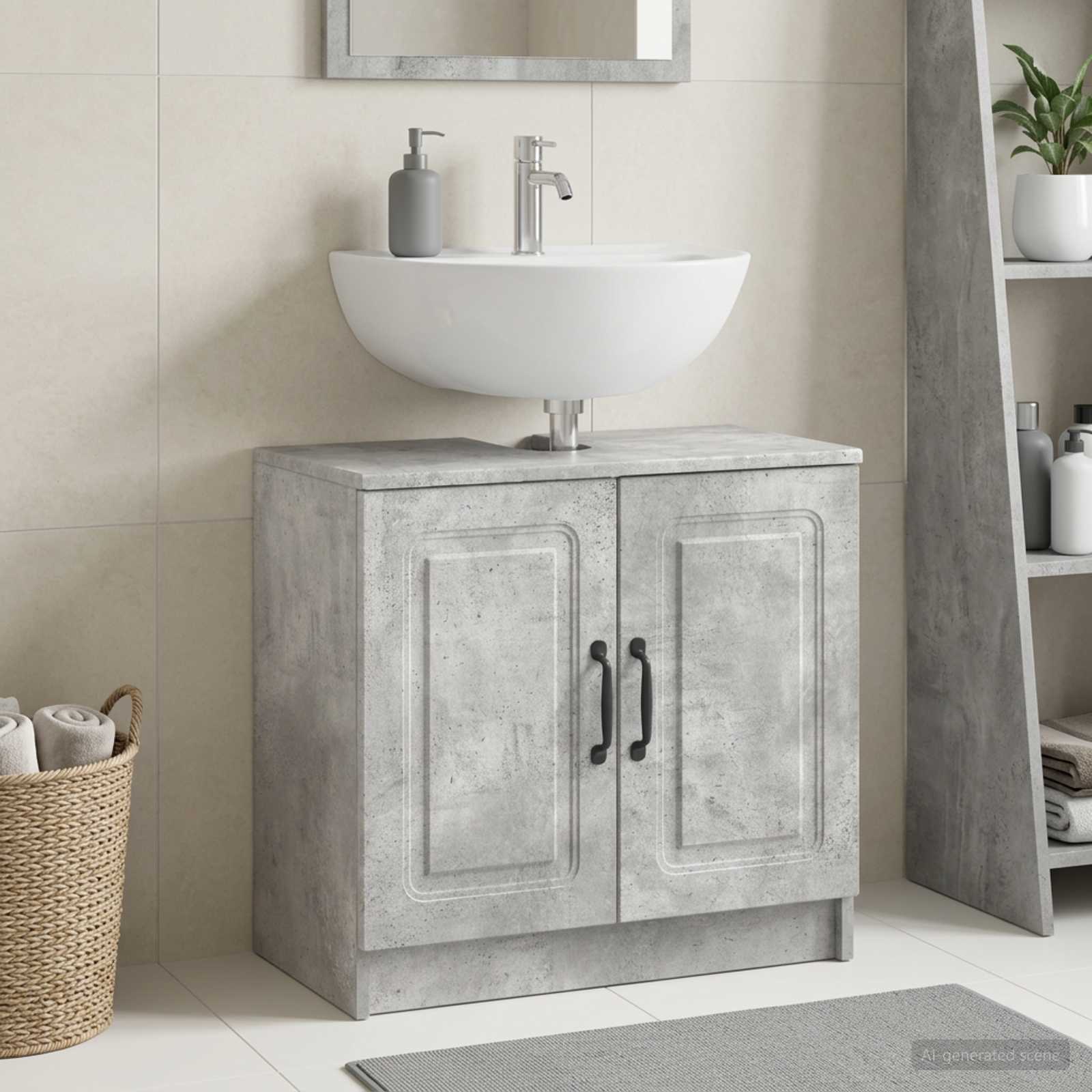vidaXL Bathroom Sink Cabinet UTRECHT Concrete Grey 59.5 x 31.5x 59 cm 1
