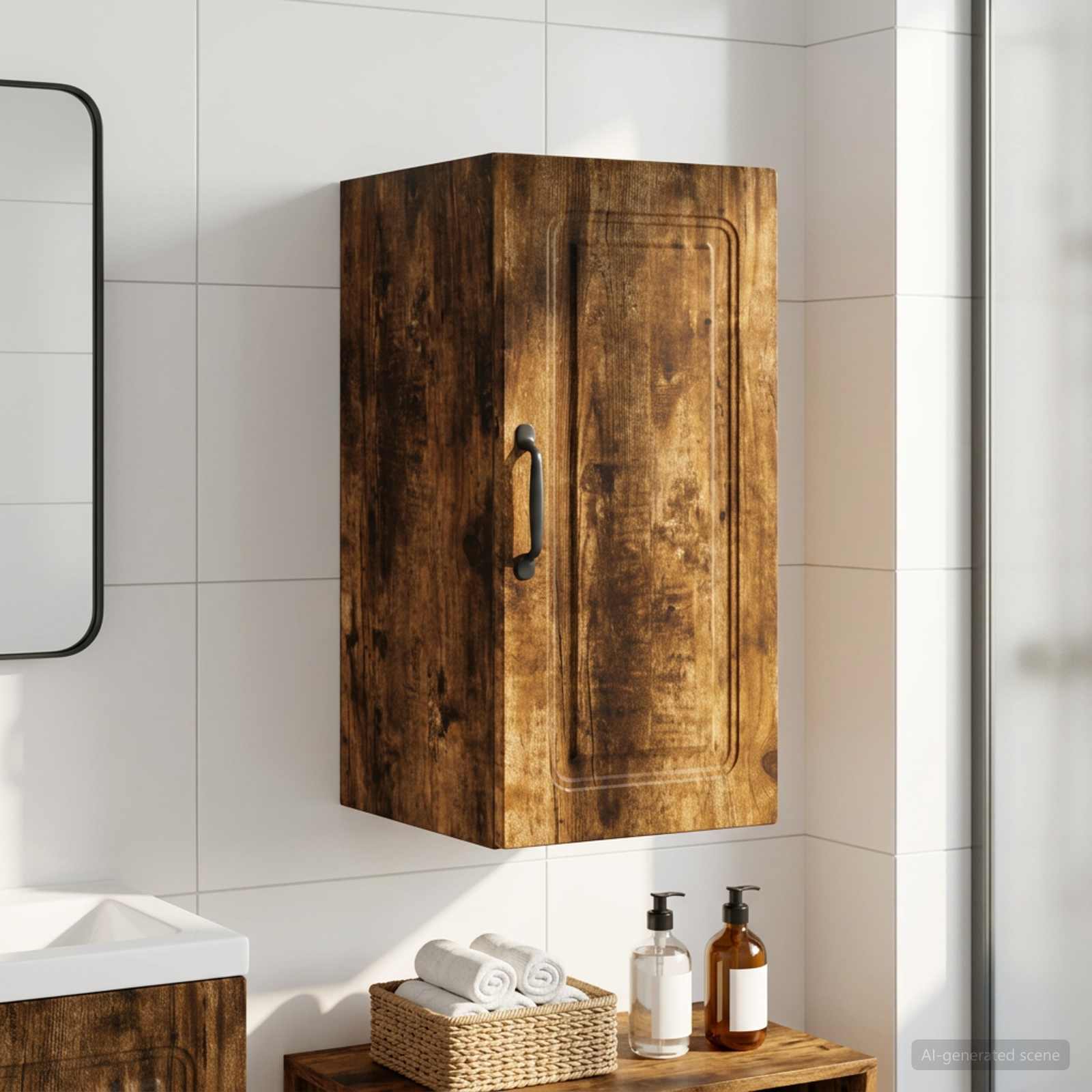 vidaXL Bathroom Wall Cabinet UTRECHT Smoked Oak 30 x 31 x 59 cm 1