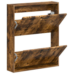 vidaXL Wall-Mounted Shoe Cabinet UTRECHT 71 x 17 x 86 cm Smoked Oak 3