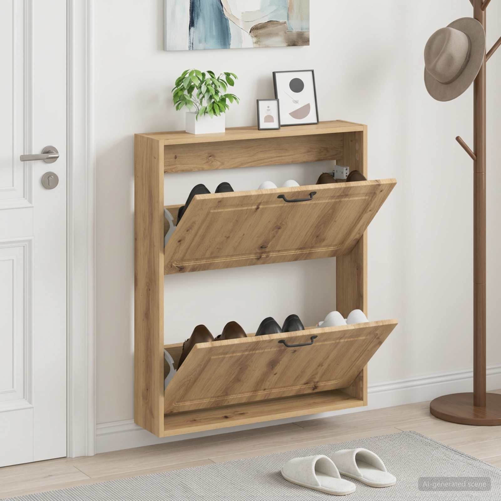vidaXL Wall-Mounted Shoe Cabinet UTRECHT 71 x 17 x 86 cm Artisan Oak 1