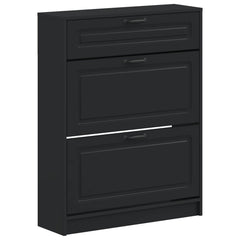 vidaXL Shoe Cabinet UTRECHT 78 x 24 x 100 cm Engineered Wood Black 2