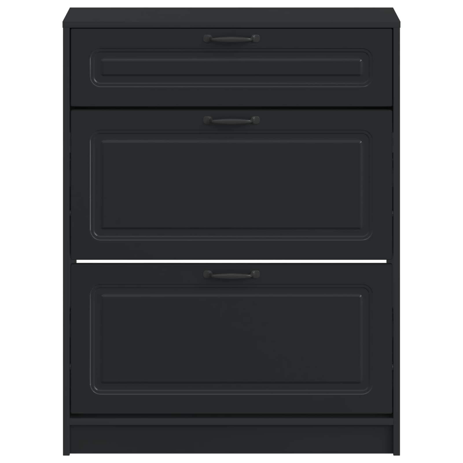 vidaXL Shoe Cabinet UTRECHT 78 x 24 x 100 cm Engineered Wood Black 4