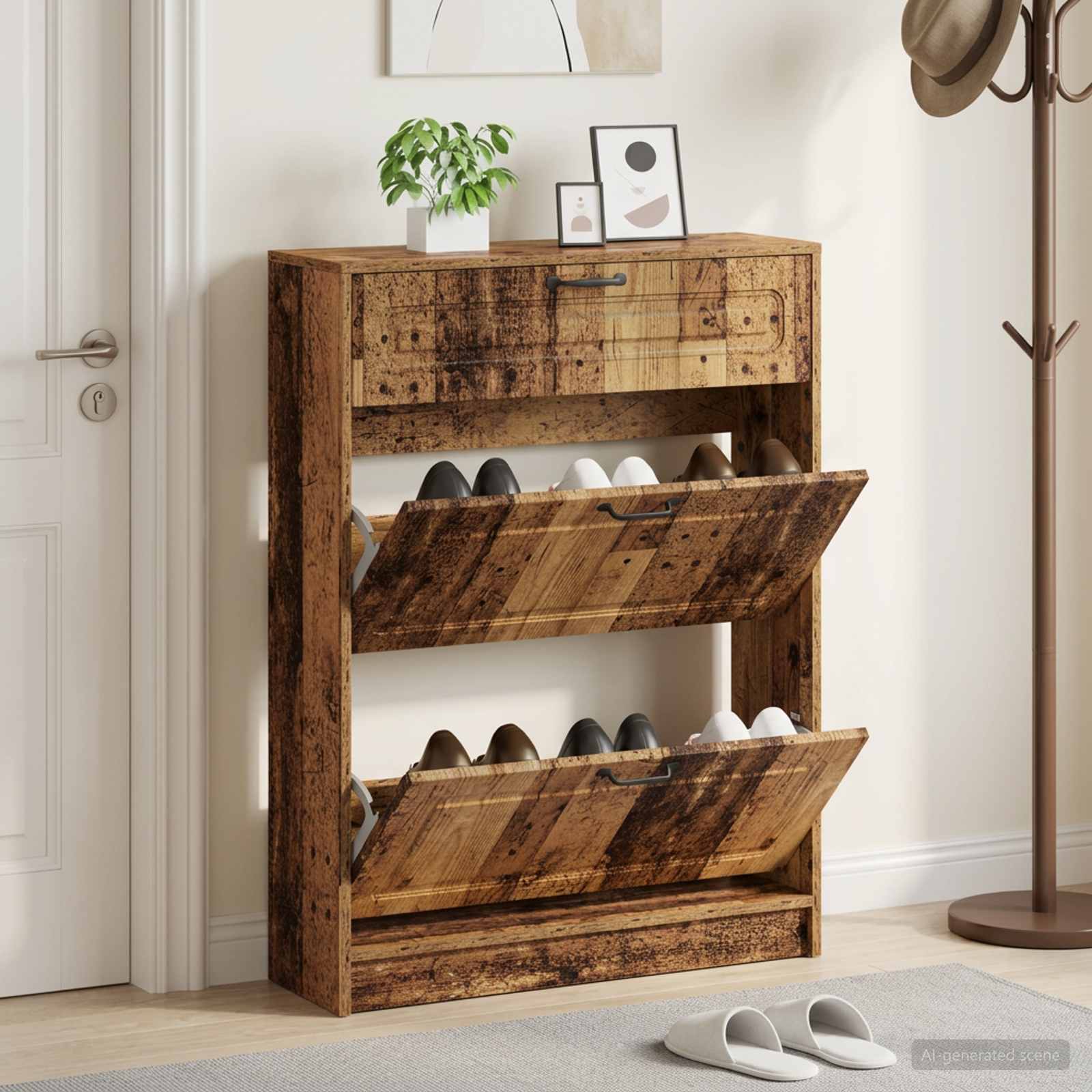 vidaXL Shoe Cabinet UTRECHT 78 x 24 x 100 cm Engineered Wood Old Wood 1