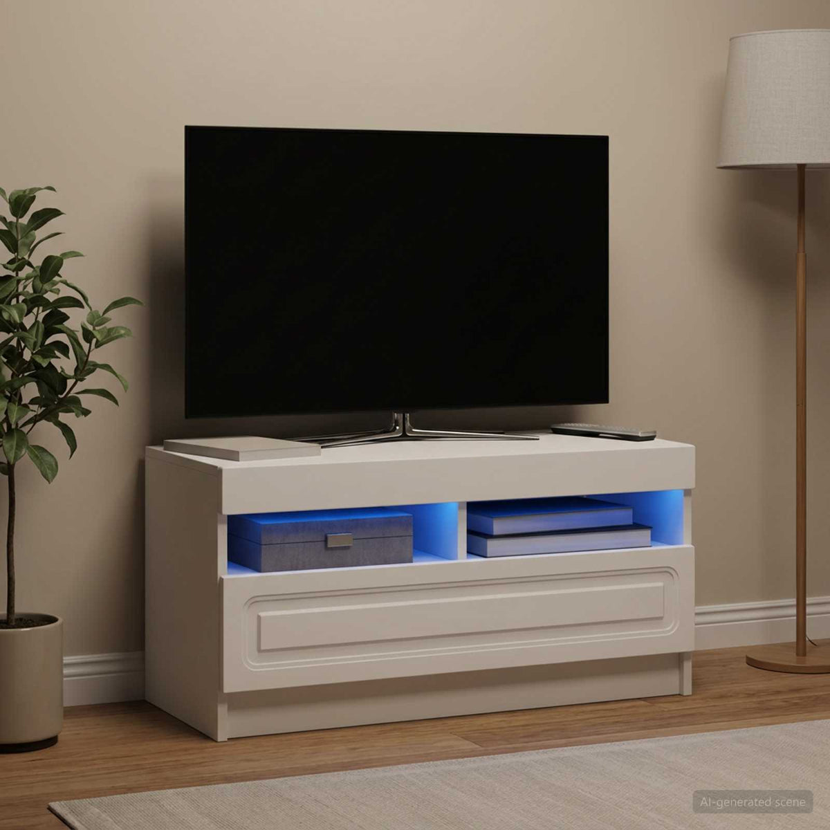 LED TV Cabinet Engineered Wood White