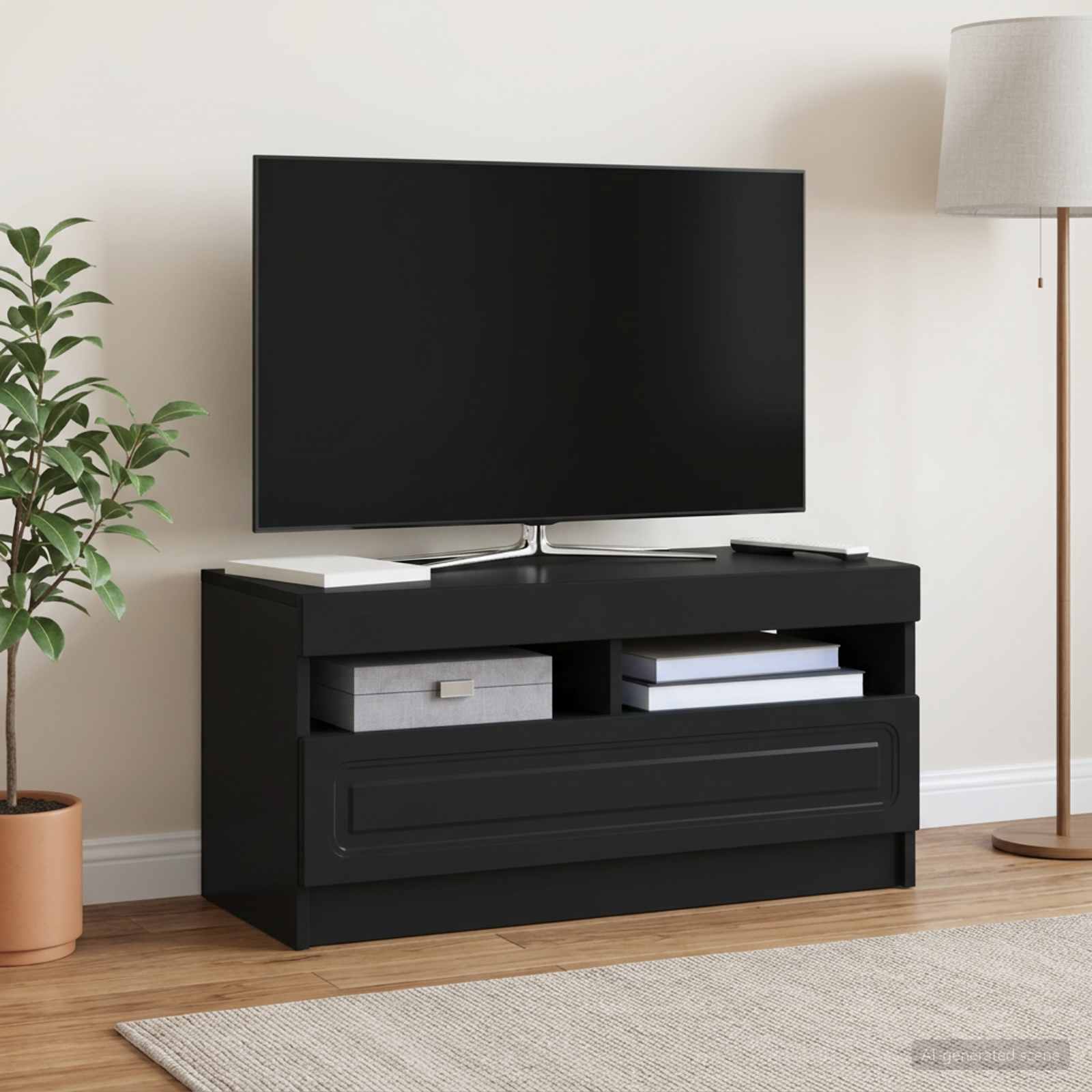 vidaXL LED TV Cabinet Black Engineered Wood 4