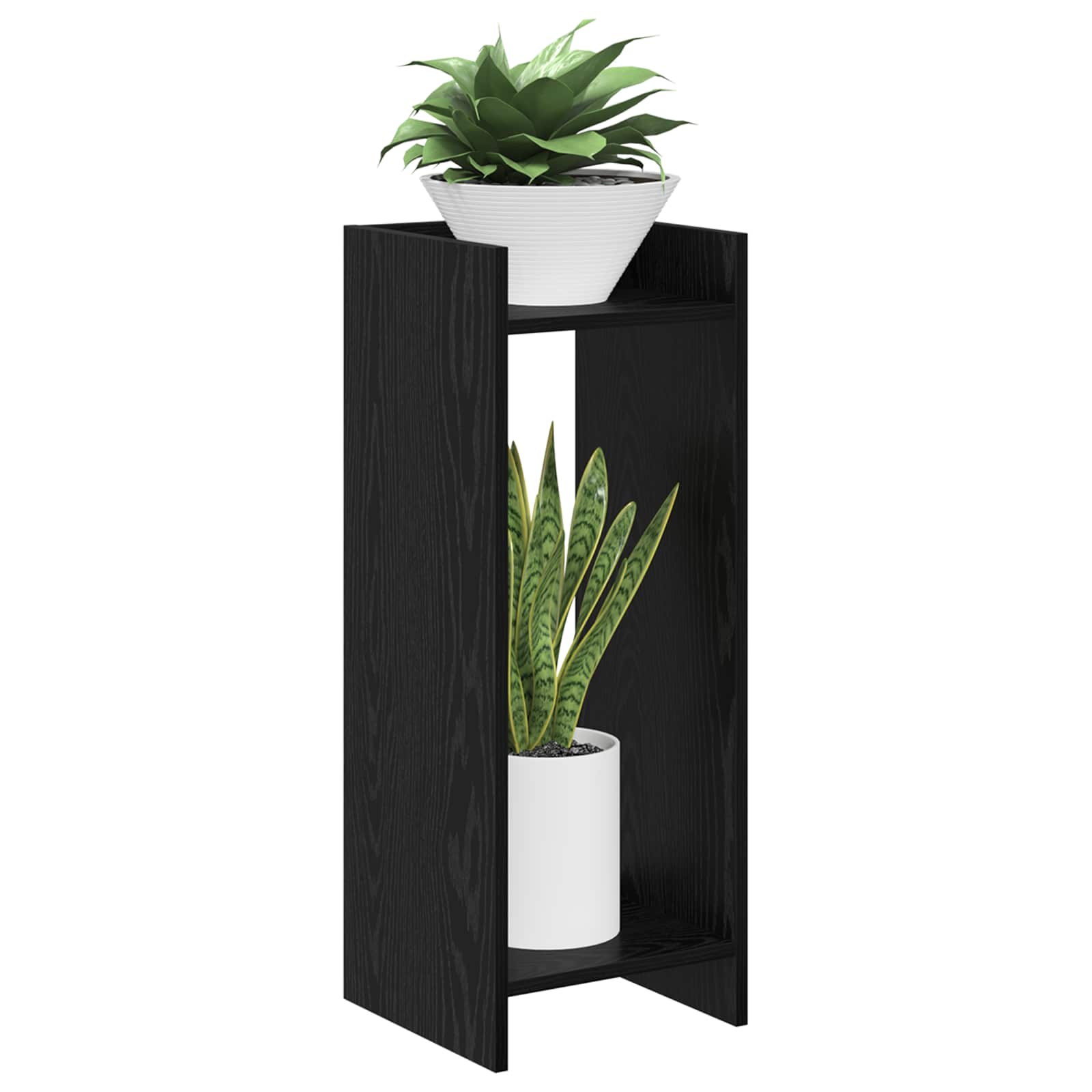 vidaXL Plant Stand 2 pcs Black Oak 30 x 30 x 80 cm Engineered Wood 3