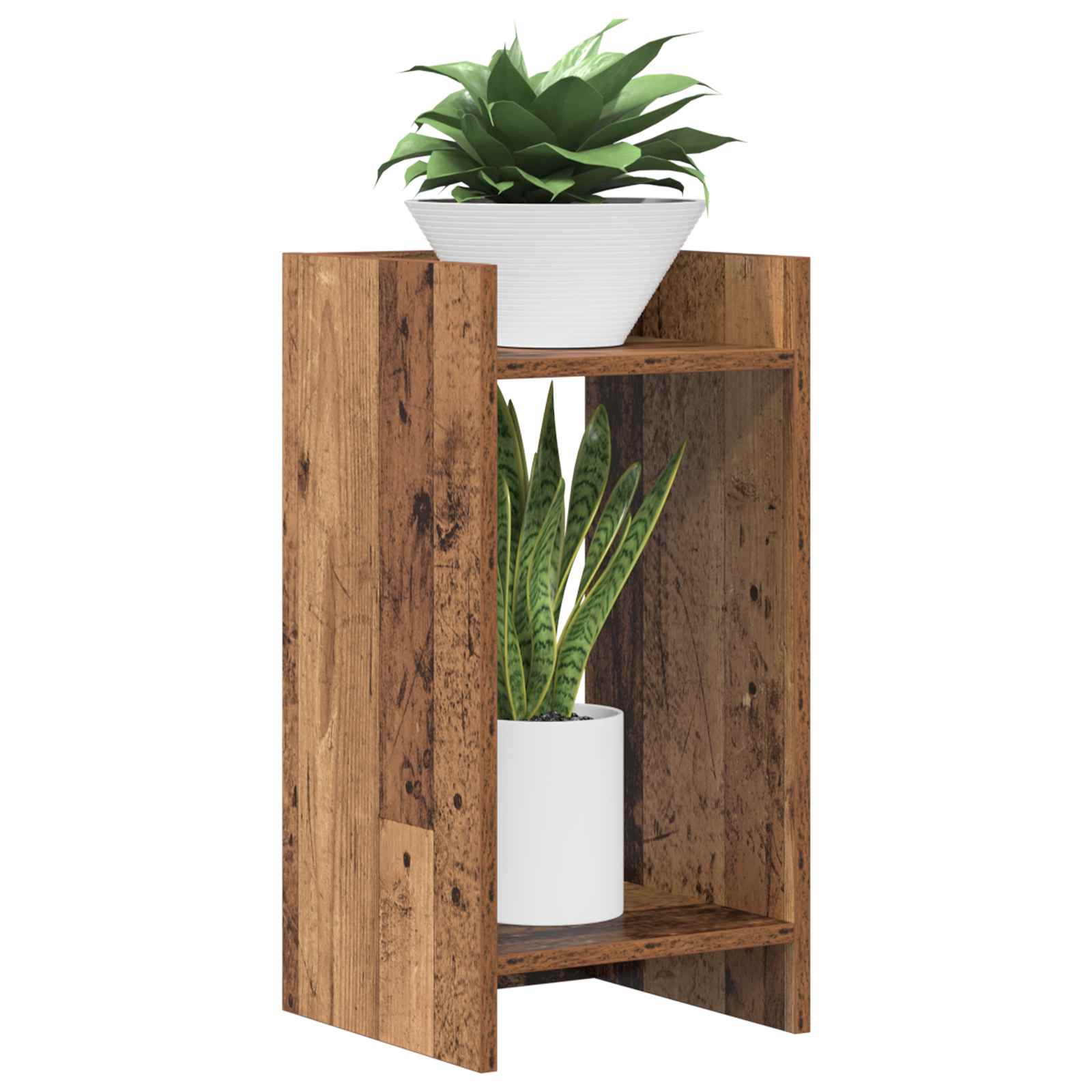 vidaXL Plant Stand 2 pcs Old Wood 30 x 30 x 60 cm Engineered Wood 3