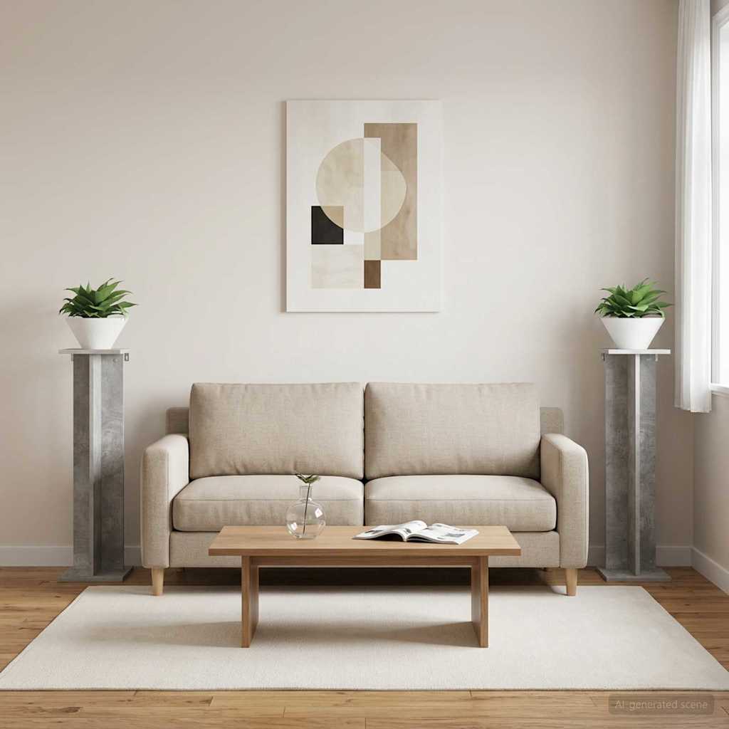 vidaXL Plant Stand 2 pcs Concrete Grey 25 x 25.5 x 100.5 cm 4