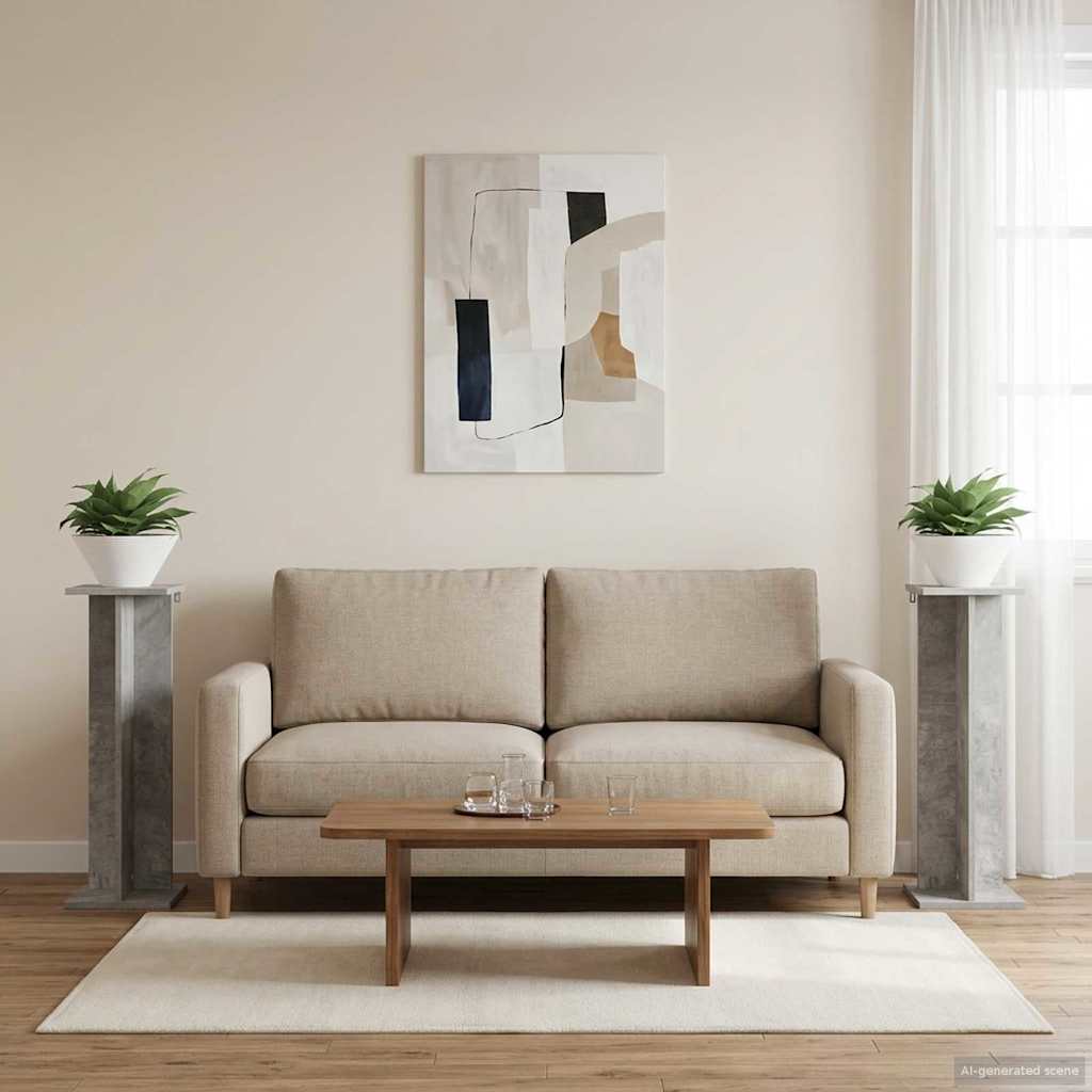 vidaXL Plant Stand 2 pcs Concrete Grey 25 x 25.5 x 80.5 cm 1