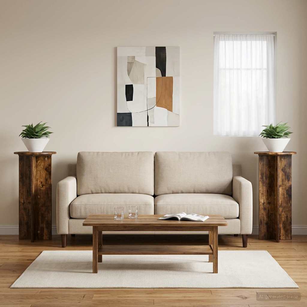 vidaXL Plant Stand 2 pcs Smoked Oak 40 x 40 x 80 cm Engineered Wood 1