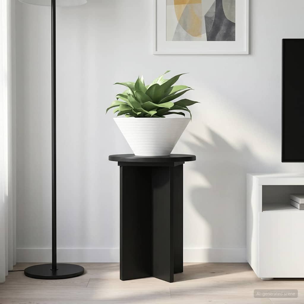 vidaXL Plant Stand 2 pcs Black Ø29.5 x 40 cm Engineered Wood 4
