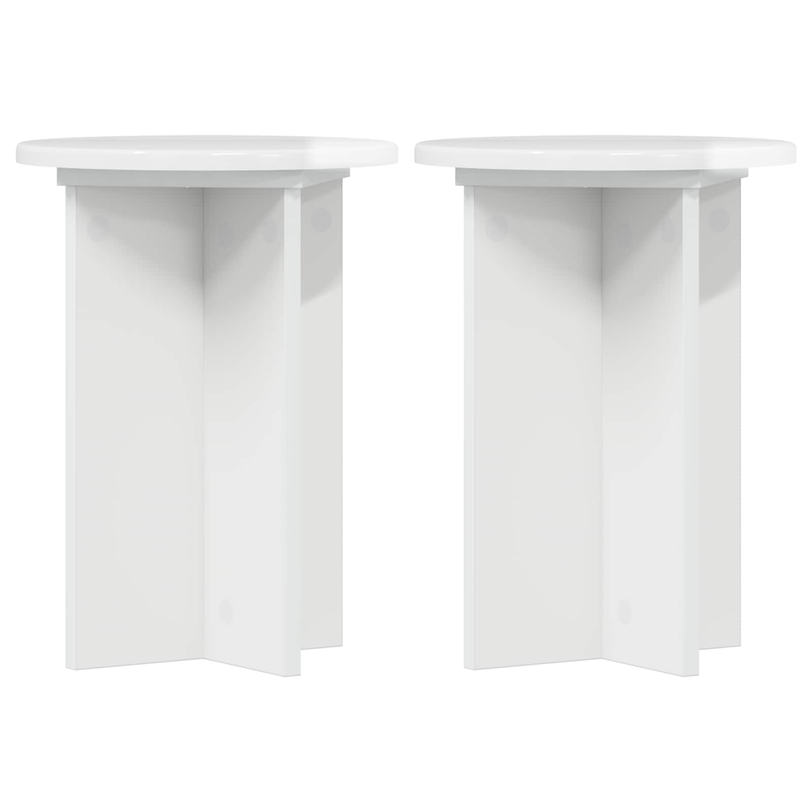 vidaXL Plant Stand 2 pcs High Gloss White Ø29.5 x 40 cm 2