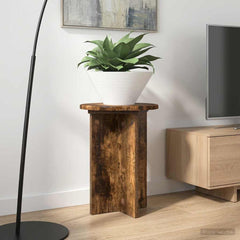 vidaXL Plant Stand 2 pcs Smoked Oak Ø29.5 x 40 cm Engineered Wood 4