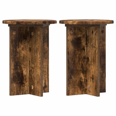 vidaXL Plant Stand 2 pcs Smoked Oak Ø29.5 x 40 cm Engineered Wood 2