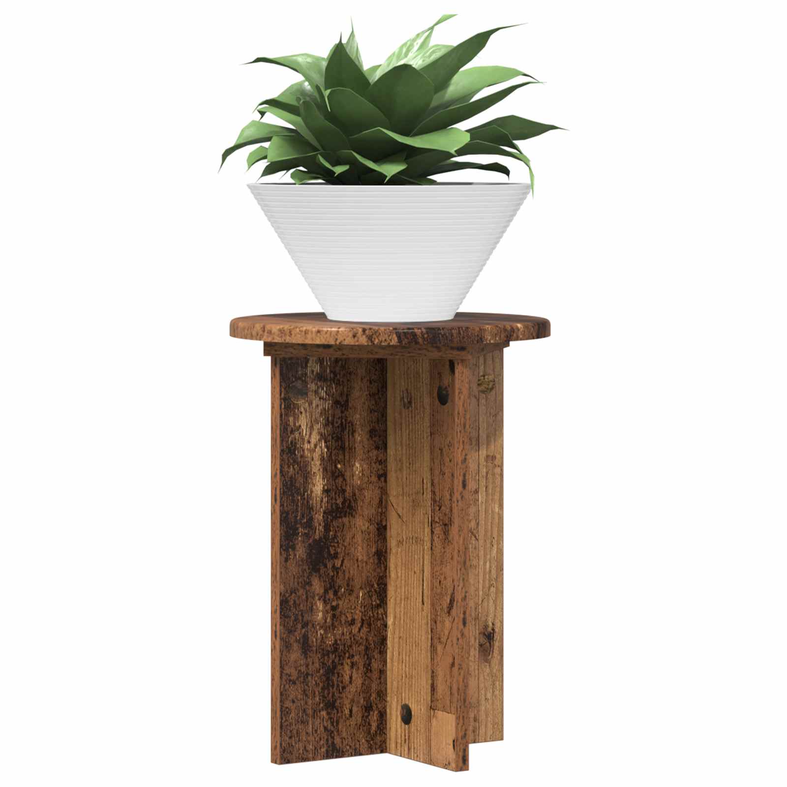 vidaXL Plant Stand 2 pcs Old Wood Ø29.5 x 40 cm Engineered Wood 3
