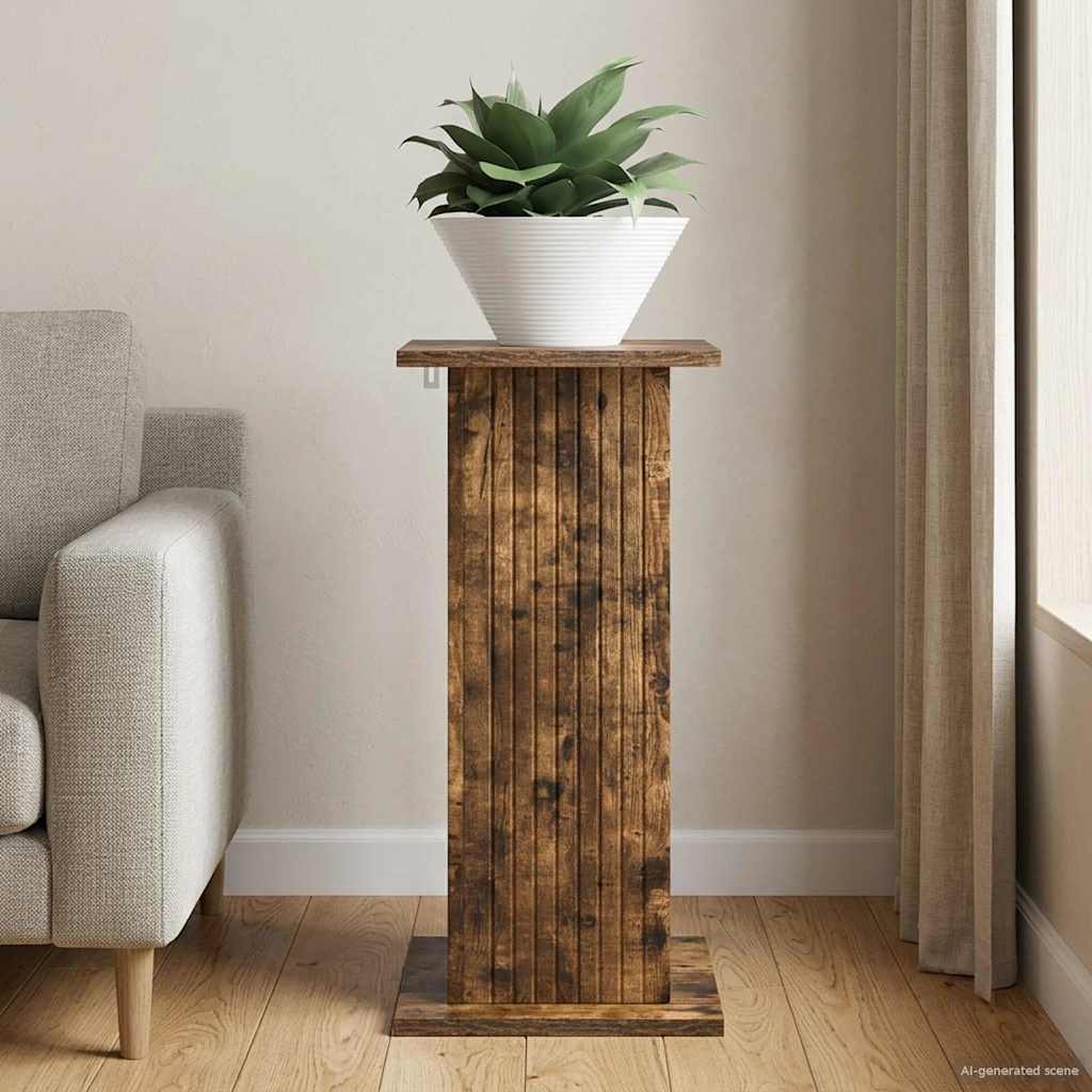vidaXL Plant Stand Smoked Oak 30.5 x 30 x 60.5 cm Engineered Wood 4