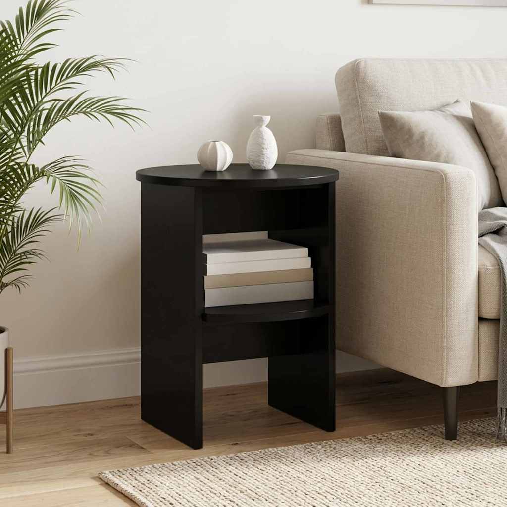vidaXL Side Cabinet 2 pcs Black Ø40 x 50 cm Engineered Wood 4