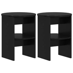 vidaXL Side Cabinet 2 pcs Black Ø40 x 50 cm Engineered Wood 2