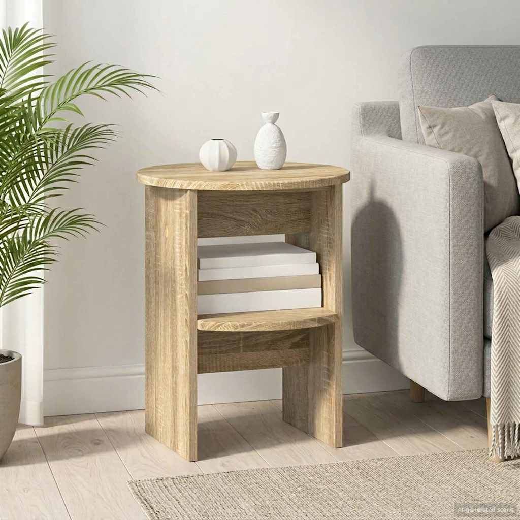 vidaXL Side Cabinet Sonoma Oak Ø40 x 50 cm Engineered Wood 1