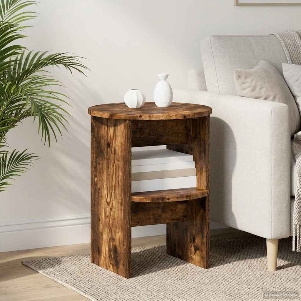 vidaXL Side Cabinet Smoked Oak Ø40 x 50 cm Engineered Wood 1