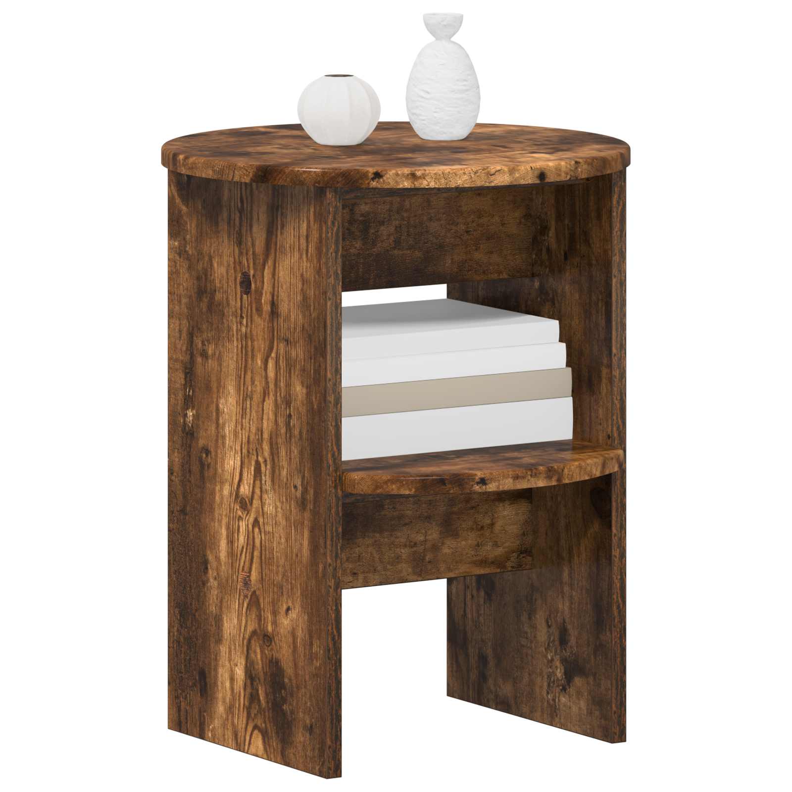vidaXL Side Cabinet Smoked Oak Ø40 x 50 cm Engineered Wood 3